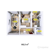 ЖК Бруклин — 2-ком 66.5 м² (от 29,925,000 тг)