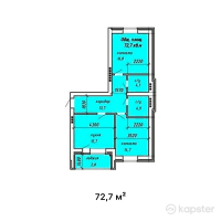 ЖК в р-не Старого Аэропорта — 2-ком 72.7 м² (от 19,265,600 тг)