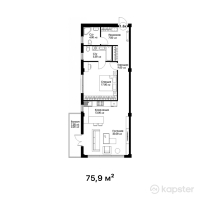 ЖК Sky Villa — 2-ком 75.9 м² (от 51,612,000 тг)