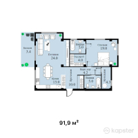 ЖК Sky Villa — 2-ком 91.9 м² (от 62,492,000 тг)