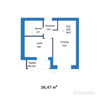 ЖК Dastur — 1-ком 36,5 м² (null)