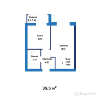 ЖК Dastur — 1-ком 39,5 м² (null)