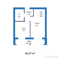 ЖК Dastur — 1-ком 40,3 м² (null)