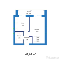 ЖК Dastur — 1-ком 42,1 м² (null)