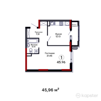 ЖК Dastur — 1-ком 46 м² (null)