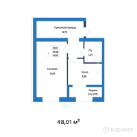 ЖК Dastur — 1-ком 48 м² (null)