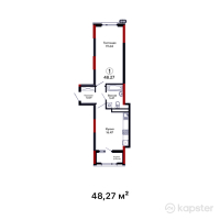 ЖК Dastur — 1-ком 48,3 м² (null)