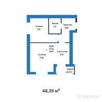 ЖК Dastur — 2-ком 48,4 м² (null)