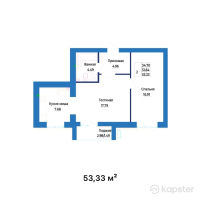 ЖК Dastur — 2-ком 53,3 м² (null)