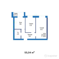 ЖК Dastur — 2-ком 55 м² (null)