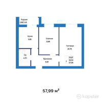 ЖК Dastur — 2-ком 58 м² (null)