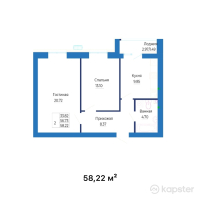 ЖК Dastur — 2-ком 58,2 м² (null)