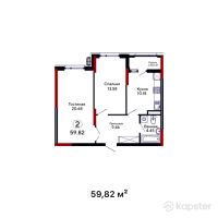 ЖК Dastur — 2-ком 59,8 м² (null)