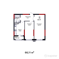 ЖК Dastur — 2-ком 66,1 м² (null)