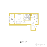 ЖК Talhiz Tany — 1-ком 37.5 м² (от 12,378,300 тг)