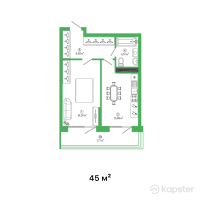 ЖК Talhiz Tany — 1-ком 45 м² (от 14,850,000 тг)