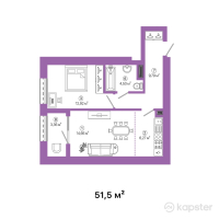 ЖК Talhiz Tany — 2-ком 51.5 м² (от 16,995,000 тг)