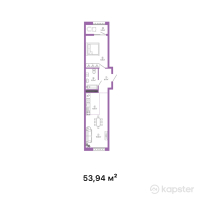 ЖК Talhiz Tany — 2-ком 53.9 м² (от 17,800,200 тг)