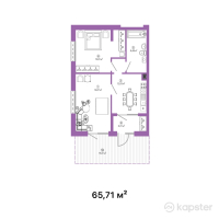 ЖК Talhiz Tany — 2-ком 65.7 м² (от 21,684,300 тг)