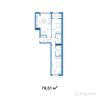 ЖК Talhiz Tany — 3-ком 79.5 м² (от 26,238,300 тг)