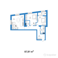 ЖК Talhiz Tany — 3-ком 87.8 м² (от 28,977,300 тг)