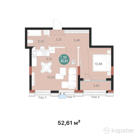 ЖК Mangilik Park — 2-ком 52.6 м² (от 22,096,200 тг)