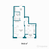 ЖК Austria — 1-ком 54.6 м² (от 31,395,000 тг)