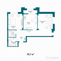 ЖК Austria — 2-ком 76.7 м² (от 46,020,000 тг)