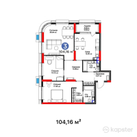 ЖК Поколение — 3-ком 104.2 м² (от 66,974,880 тг)