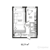 ЖК Centrium — 1-ком 52.7 м² (от 43,222,200 тг)