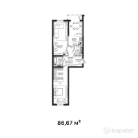 ЖК Centrium — 2-ком 86.7 м² (от 71,069,400 тг)