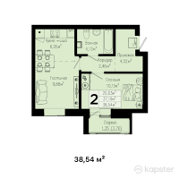 ЖК Balgyn — 2-ком 38.5 м² (от 11,168,900 тг)