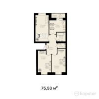 ЖК Balgyn — 3-ком 75.5 м² (от 21,035,150 тг)