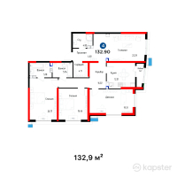 ЖК O'NER — 4-ком 132.9 м² (от 112,184,480 тг)