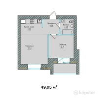 ЖК Tumar Deluxe — 1-ком 49.1 м² (от 25,260,750 тг)