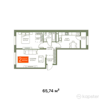 ЖК Magnit Alatau — 2-ком 65.7 м² (от 24,323,800 тг)