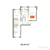 ЖК Magnit Alatau — 3-ком 83.4 м² (от 30,872,800 тг)