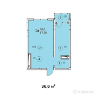 ЖК Айнабулак 33/2 — 1-ком 36.6 м² (от 14,640,000 тг)