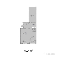 ЖК Айнабулак 33/2 — 2-ком 69.4 м² (от 25,053,600 тг)