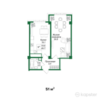 ЖК Green City — 1-ком 51 м² (от 29,070,000 тг)
