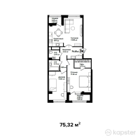 ЖК Amanat — 3-ком 75.3 м² (от 31,634,400 тг)