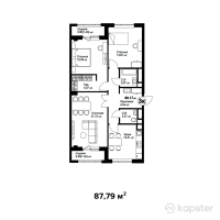 ЖК Amanat — 3-ком 87.8 м² (от 36,871,800 тг)