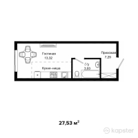 ЖК Boston Comfort House 2 — 1-ком 27.5 м² (от 7,493,335 тг)