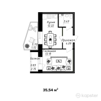 ЖК Boston Comfort House 2 — 1-ком 35.5 м² (от 9,673,561 тг)