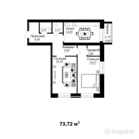 ЖК Boston Comfort House 2 — 2-ком 73.7 м² (от 20,065,699 тг)