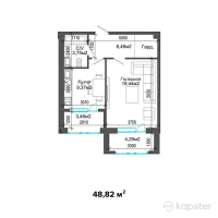 ЖК Кыран — 1-ком 48.8 м² (от 10,740,400 тг)