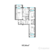 ЖК Кыран — 3-ком 117.1 м² (от 25,770,800 тг)