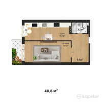 ЖК Мизам — 1-ком 48.6 м² (от 7,533,000 тг)