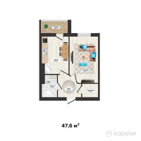 ЖК Достык — 1-ком 47.6 м² (от 11,900,000 тг)