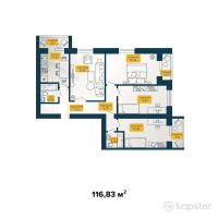 ЖК Династия — 4-ком 116.8 м² (от 37,385,600 тг)